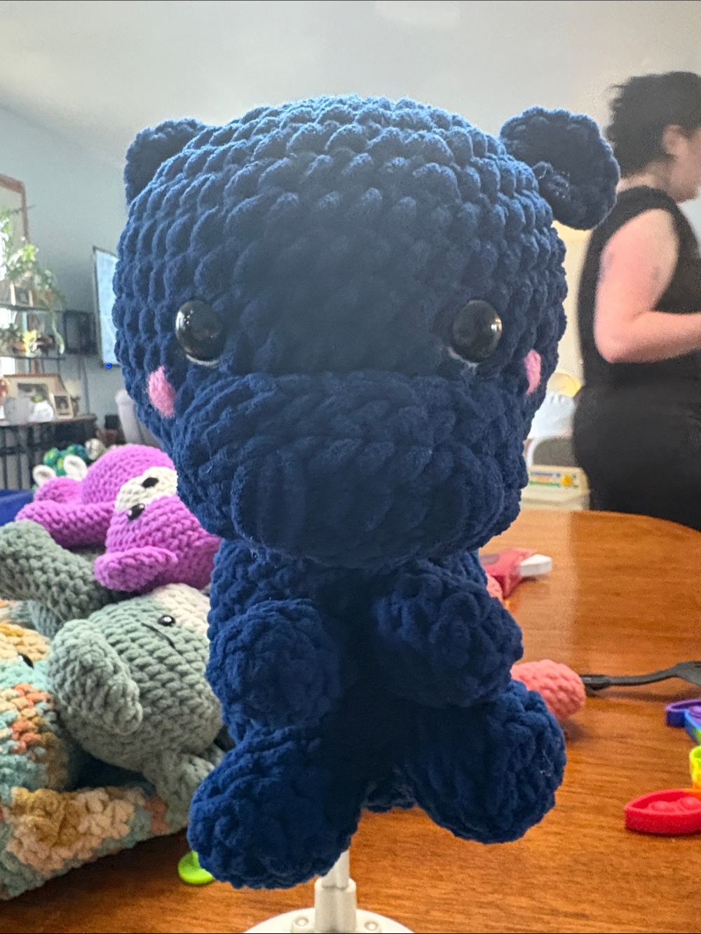 Handmade Plush Blue Crochet Toy - Soft Amigurumi Pet Plush